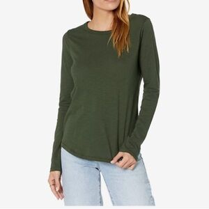 Madewell Women’s Ribbed Long Sleeve Shirt Size Small Olive Green